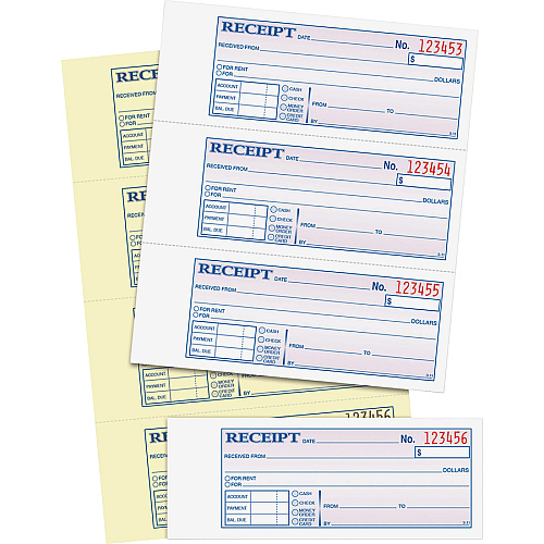 Adams Money/Rent Receipt Book 200 Sheet(s) - Tape Bound - 2 Part - Carbonless Copy - 7.62" x 11" Sheet Size - White - 1 Each (DC1182)