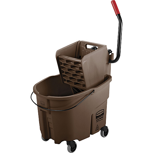 Rubbermaid Commercial Mop Bucket/Wringer Combination 8.75 gal - Putty Knife Holder, Handle - 36.5" x 15.7" x 20.1" - Plastic, Steel - Brown - 1 Each (758088BN)
