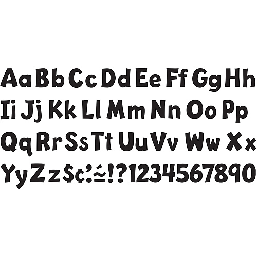 Trend 4" Ready Letter Playful Combo Pack 83 x Lowercase Letters, 59 x Capital Letter, 36 x Punctuation Marks, 18 x Spanish Accent Mark Shape - Pin-up - Pin Style - Pre-punched - 4" Height x 8" Length - Black - 216 / Pack (79741)