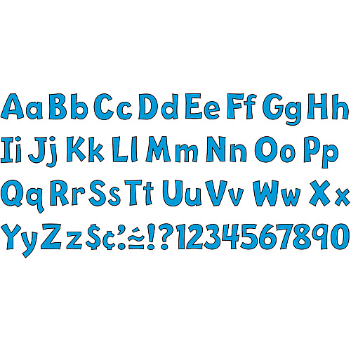 Trend 4" Ready Letter Playful Combo Pack 83 x Lowercase Letters, 59 x Capital Letter, 36 x Punctuation Marks, 18 x Spanish Accent Mark Shape - Pin-up - Pin Style - Pre-punched - 4" Height x 8" Length - Blue - 216 / Pack (79744)