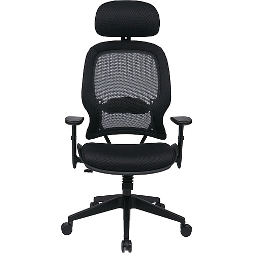 Office Star Professional Air Grid Chair with Adjustable Headrest Mesh Seat Material - 5-star Base - Black - 1 Each (55403)