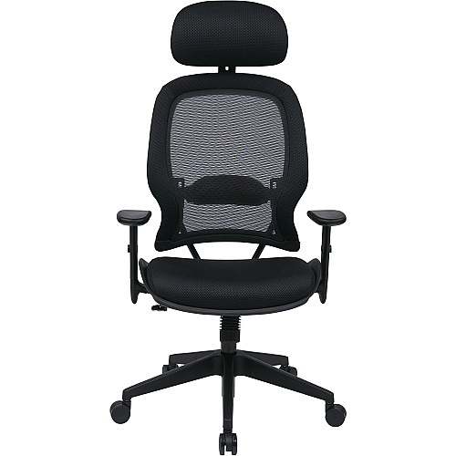Office Star Professional Air Grid Chair with Adjustable Headrest Mesh Seat Material - 5-star Base - Black - 1 Each (55403)