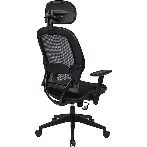Office Star Professional Air Grid Chair with Adjustable Headrest Mesh Seat Material - 5-star Base - Black - 1 Each (55403)