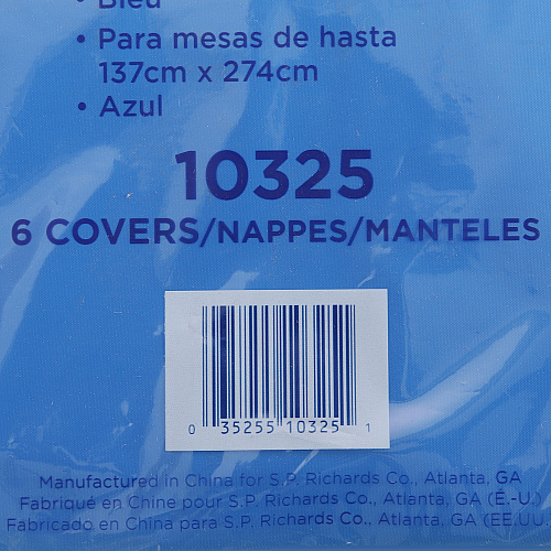 Genuine Joe Plastic Rectangular Table Covers 108" Length x 54" Width - Plastic - Blue - 6 / Pack (GJO10325)