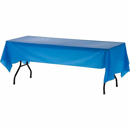 Genuine Joe Plastic Rectangular Table Covers 108" Length x 54" Width - Plastic - Blue - 6 / Pack (GJO10325)