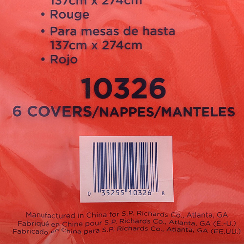 Genuine Joe Plastic Rectangular Table Covers 108" Length x 54" Width - Plastic - Red - 6 / Pack (GJO10326)