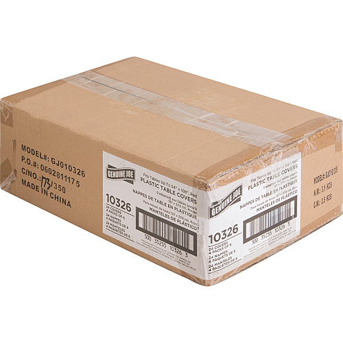 Genuine Joe Plastic Rectangular Table Covers 108" Length x 54" Width - Plastic - Red - 6 / Pack (GJO10326)
