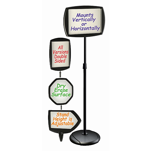 MasterVision Interchangeable Floor Pedestal Sign Print/Message "Please Wait To Be Seated" , "Authorized Personnel Only" , "Please Watch Your Step" , "Please Seat Yourself" , "Smoking In Designated Areas Only" , "Smoking Permitted In This Are (SIG05050505)