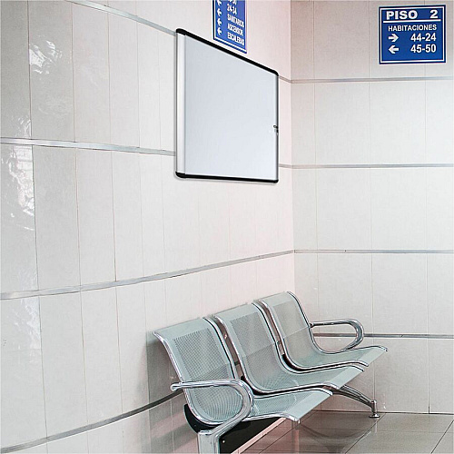 MasterVision Swing Door Enclosed Dry-erase Board 39" (3.3 ft) Width x 48" (4 ft) Height - White Porcelain Steel Surface - Aluminum Frame - Rectangle - Magnetic - 1 Each (VT640209650)