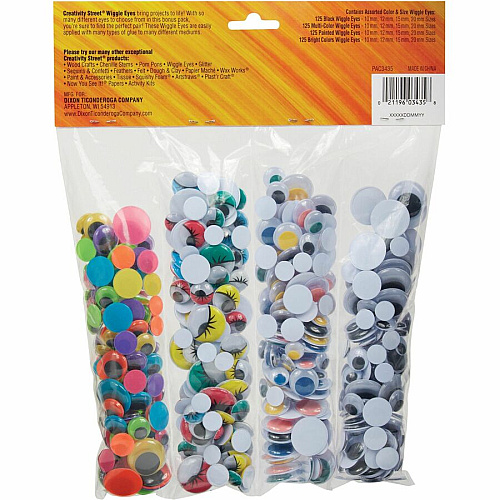 Creativity Street Wiggle Eyes Assortment Craft - 500 Piece(s) - Assorted - 500 / Pack (3435)