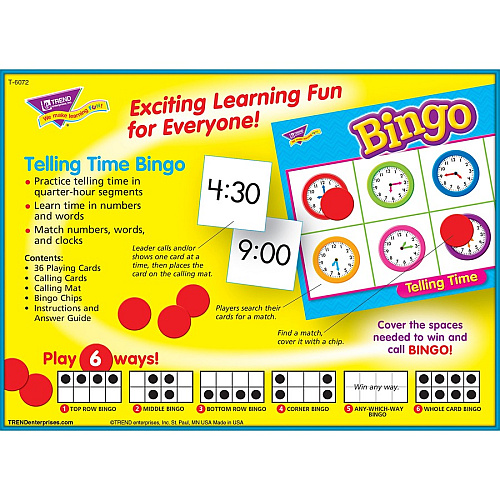 Trend Telling Time Bingo Game Theme/Subject: Learning - 6-8 Year (6072)