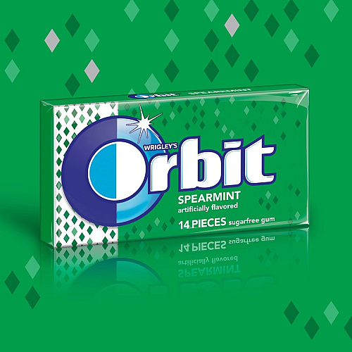 Orbit Spearmint Sugar-free Gum - 12 packs Spearmint - Individually Wrapped - 14 /Pack - 12 / Box (11484)