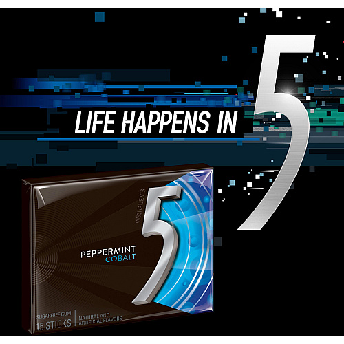 5 Gum Cobalt 5 Peppermint Sugar-free Gum Peppermint - Individually Wrapped - 10 / Box (21265)