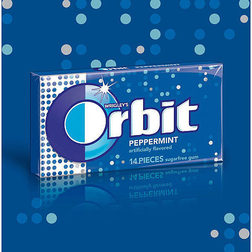 Orbit Peppermint Sugarfree Gum - 12 packs Peppermint - Individually Wrapped - 14 /Pack - 12 / Box (21486)