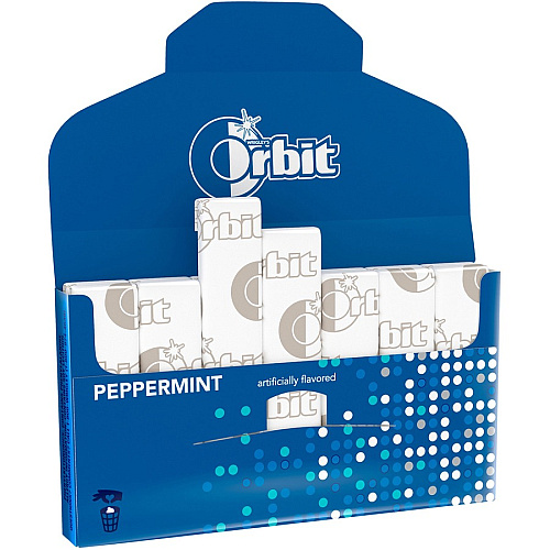 Orbit Peppermint Sugarfree Gum - 12 packs Peppermint - Individually Wrapped - 14 /Pack - 12 / Box (21486)