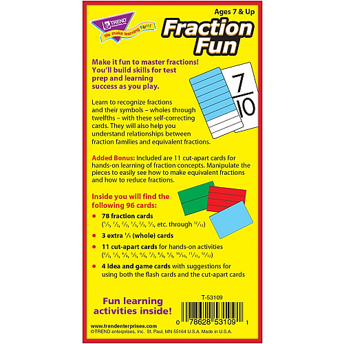 Trend Fraction Fun Flash Cards Learning - Educational - 96 / Box (53109)