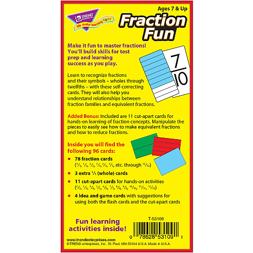 Trend Fraction Fun Flash Cards Learning - Educational - 96 / Box (53109)