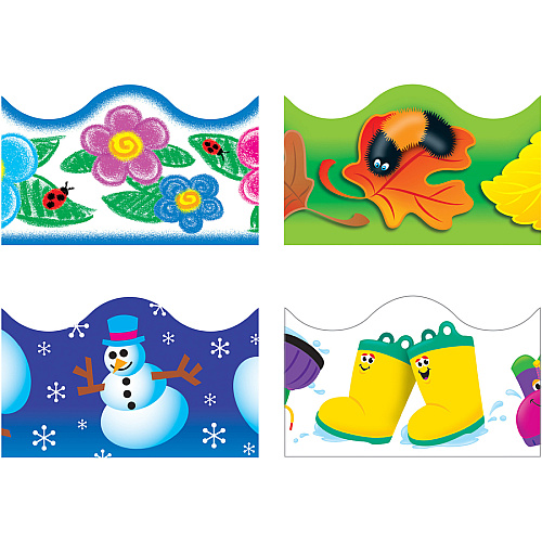 Trend Four Seasons Trimmer Pack 4 x Seasonal Image Shape - Precut, Reusable - 1872" Length - 48 / Set (92914)