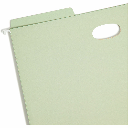 Smead FasTab 1/3 Tab Cut Legal Recycled Hanging Folder 8 1/2" x 14" - 3 1/2" Expansion - Top Tab Location - Assorted Tab Position - 11 pt. - 2 Plys - Moss - Reinforced Tab, Heavy Duty - 10% Recycled - 9 / Box (64322)