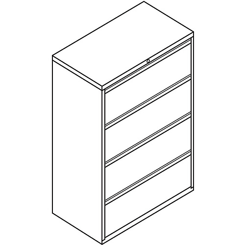 HON Brigade 800 H884 Lateral File 53.3" Height x 36" Width x 18" Depth - 4 - Finish: Light Gray (884LQ)