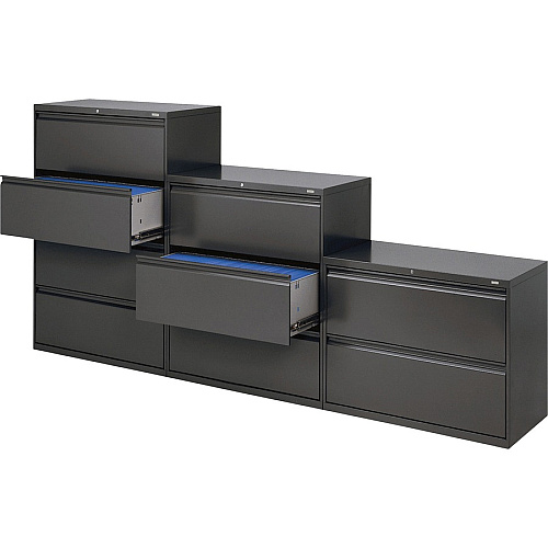 HON Brigade 800 H884 Lateral File 53.3" Height x 36" Width x 18" Depth - 4 - Finish: Charcoal (884LS)