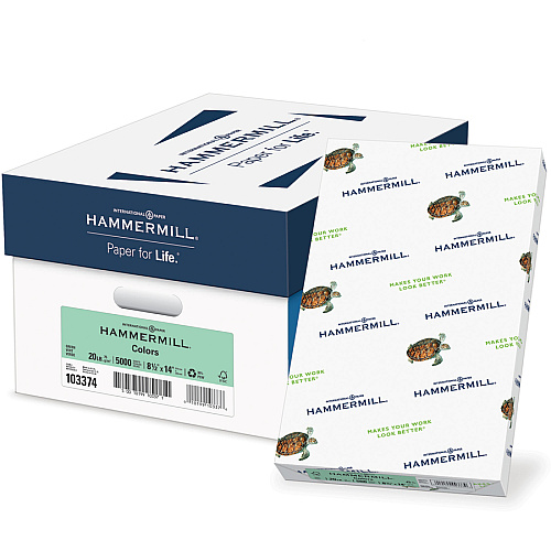 Hammermill Colors Recycled Copy Paper - Green Legal - 8 1/2" x 14" - 20 lb Basis Weight - Smooth - Sustainable Forestry Initiative (SFI) - Archival-safe, Acid-free - Green - 500 / Ream (103374)