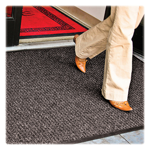Genuine Joe WaterGuard Indoor/Outdoor Mats Carpeted Floor, Hard Floor, Indoor, Outdoor - 60" Length x 36" Width - Rubber, Polypropylene - Charcoal Gray - 1 Each (GJO59473)