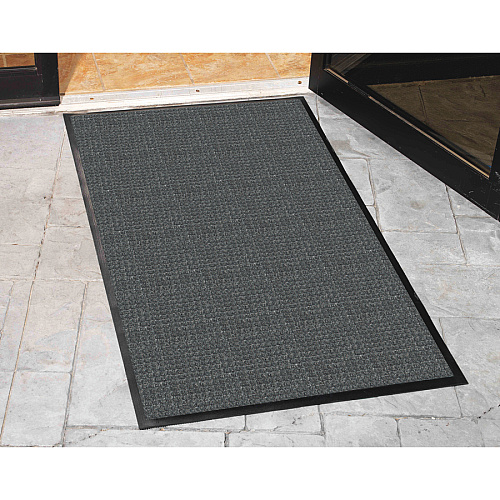 Genuine Joe WaterGuard Indoor/Outdoor Mat Carpeted Floor, Hard Floor, Indoor, Outdoor - 72" Length x 48" Width - Rubber, Polypropylene - Charcoal Gray - 1 Each (GJO59476)