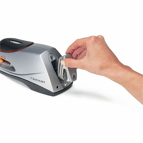 Swingline Optima 20 Electric Stapler Staples Upto 20 Sheet of 20lb Paper - Holds Upto 210 Staple - Full Strip - Staple Size: 0.25" - Front - 6 x AA - Silver, Black - Plastic - 1 Each (48208)