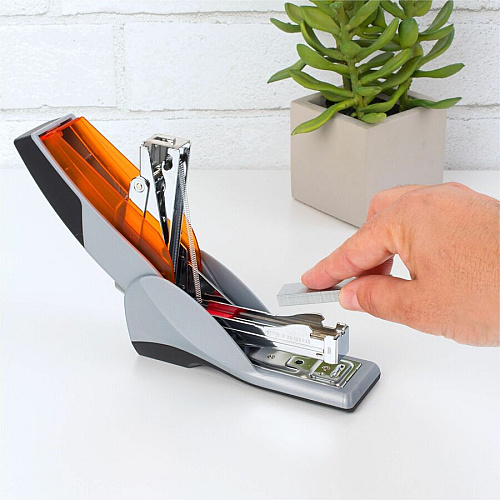 Swingline Optima 25 Compact Reduced Effort Stapler Staples Upto 25 Sheet of 20lb Paper - Holds Upto 105 Staple - Half Strip - Staple Size: 0.25" - Gray, Black, Orange - Plastic, Metal - 1 Each (66412)