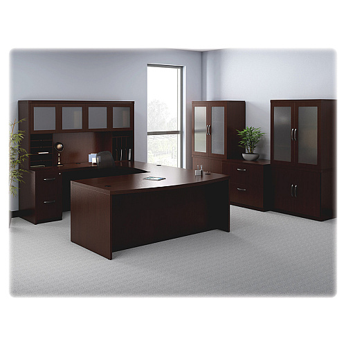 Safco Aberdeen Series Hutch 39" Height x 72" Width x 15" Depth - Fluted Edge - Finish: Laminate, Mocha - Cord Management, Leveling Glide, Grommet, Modesty Panel, Scratch Resistant - 1 Each (AHW72LDC)