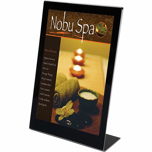 Deflecto Superior Image Bordered Sign Holder 11" Width x 8.5" Length - Clear, Black - 1 Each (69775)