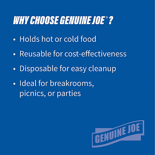 Genuine Joe 9" Round Plastic Plates Disposable - 9" Diameter - Black - Plastic Body - 125 / Pack (GJO10429)