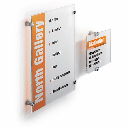 DURABLE Crystal Standoff Interior Wall Sign 5.9" Width x 5.9" Height x 0.9" Depth - Square Shape - Wall Mountable - Indoor - Acrylic - Clear - 1 Each (482219)