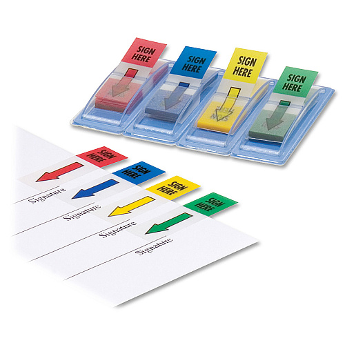 Sparco "Sign Here" Preprinted Self-stick Flags 1/2" x 1 3/4" - Rectangle - "SIGN HERE" - Assorted - Removable, Self-adhesive - 1 / Pack (38008)