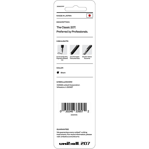uni-ball 207 Gel Pen 0.7 mm Medium Pen Point - Refillable - Retractable - Black Ink - Gel-based - 2 / Pack (33957PP)