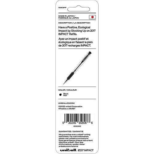uni-ball uniball&trade; 207 Impact Gel Pen Refill 1 mm , Bold Point - Black Ink - Acid-free, Water Resistant, Fade Resistant, Super Ink - 2 / Pack (65808PP)