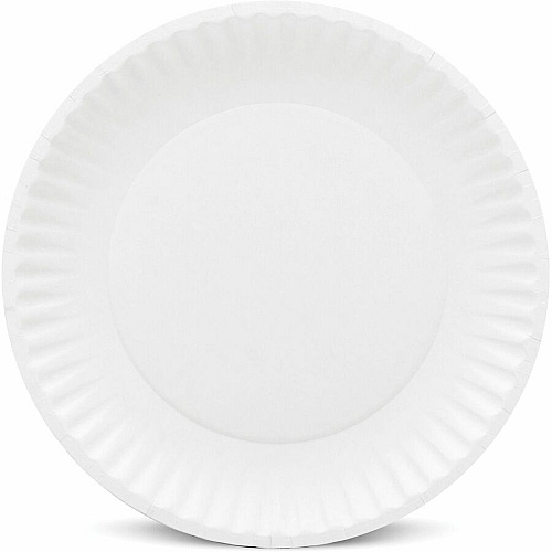 AJM 9" Green Label Economy Paper Plates Microwave Safe - 9" Diameter - White - Paper Body - 100/Bag - 12 / Carton (PP9GRA)