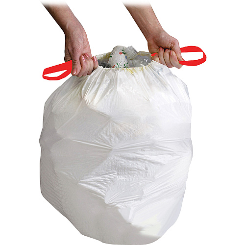 Genuine Joe Flexible Drawstring Trash Can Liners Small Size - 13 gal Capacity - 25.13" Length x 24" Width x 0.90 mil (23 Micron) Thickness - Low Density - Drawstring Closure - White - Resin - 60/Box - 1 / Carton (GJO01229)