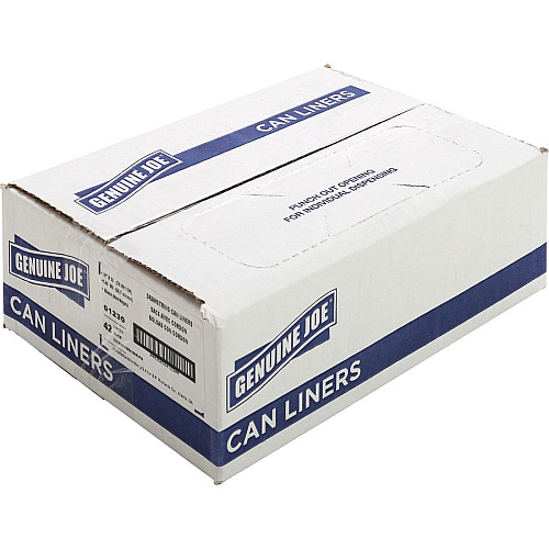 Genuine Joe Flexible Drawstring Trash Can Liners Medium Size - 30 gal Capacity - 32" Length x 30" Width x 1.05 mil (27 Micron) Thickness - Low Density - Drawstring Closure - Black - Resin - 42/Box - 1 / Carton (GJO01230)