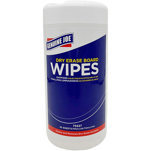 Genuine Joe Dry Erase Board Cleaning Wipes 5.90" Width x 8.25" Length - Used as Shadow Remover, Ghost Remover - Non-toxic, Low Odor - White - 50/Tub - 1 Each (GJO75627)