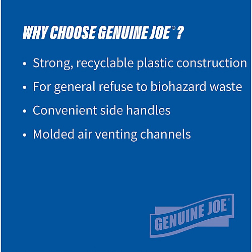 Genuine Joe Heavy-Duty Trash Container 32 gal Capacity - Side Handle, Venting Channel - Plastic - Gray - 1 Each (GJO60463)