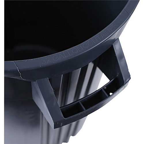 Genuine Joe Heavy-Duty Trash Container 32 gal Capacity - Side Handle, Venting Channel - Plastic - Gray - 1 Each (GJO60463)