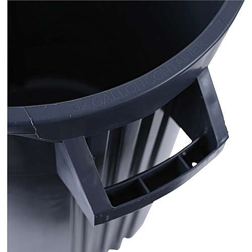 Genuine Joe Heavy-Duty Trash Container 32 gal Capacity - Side Handle, Venting Channel - Plastic - Gray - 1 Each (GJO60463)
