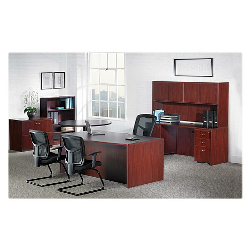 Lorell Essentials Conference Tabletop Laminated Round, Mahogany Top - 47.25" Table Top Width x 47.25" Table Top Depth x 1.25" Table Top Thickness - 1" Height - Conferencing - Assembly Required - Wood Top Material - 1 Each (LLR87240)