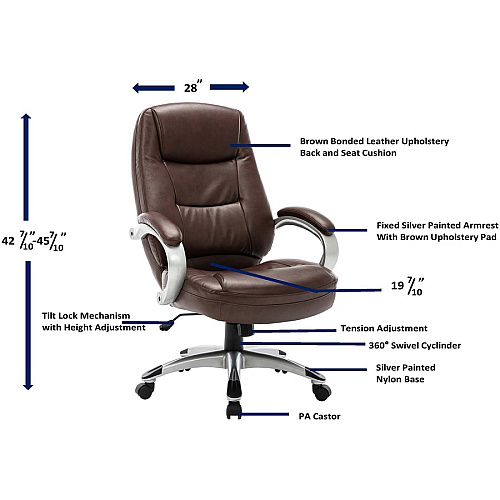 Lorell Westlake Series Executive High-Back Chair Saddle Seat Color - Leather Seat Material - Black Frame Color - Polyurethane Frame Material - Saddle - 1 Each (LLR63280)