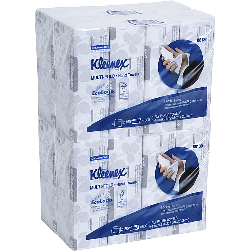 Kleenex Multi-fold Towels 1 Ply - 9.20" Width x 9.40" Length - Blue, White - 150/Sleeve - 4 / Pack (88130)