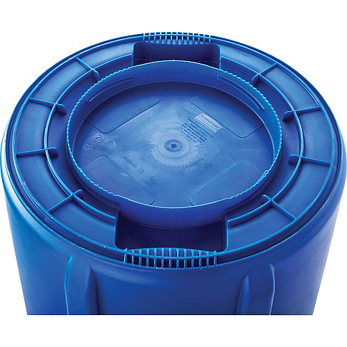 Rubbermaid Commercial Brute 32-Gallon Vented Recycling Container 32 gal Capacity - Round - Handle, Heavy Duty, Reinforced, UV Coated, Damage Resistant, Warp Resistant, Peel Resistant - 27.3" Height x 21.9" Diameter - Plastic - Blue - 1 Each (263273)