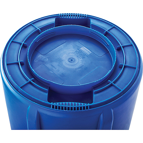 Rubbermaid Commercial Brute 32-Gallon Vented Recycling Container 32 gal Capacity - Round - Handle, Heavy Duty, Reinforced, UV Coated, Damage Resistant, Warp Resistant, Peel Resistant - 27.3" Height x 21.9" Diameter - Plastic - Blue - 1 Each (263273)