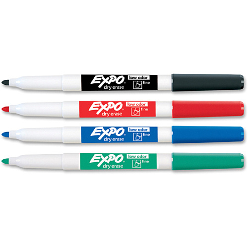 Expo Low-Odor Dry-erase Markers Fine Marker Point - Assorted Ink - 4 / Set (86674K)